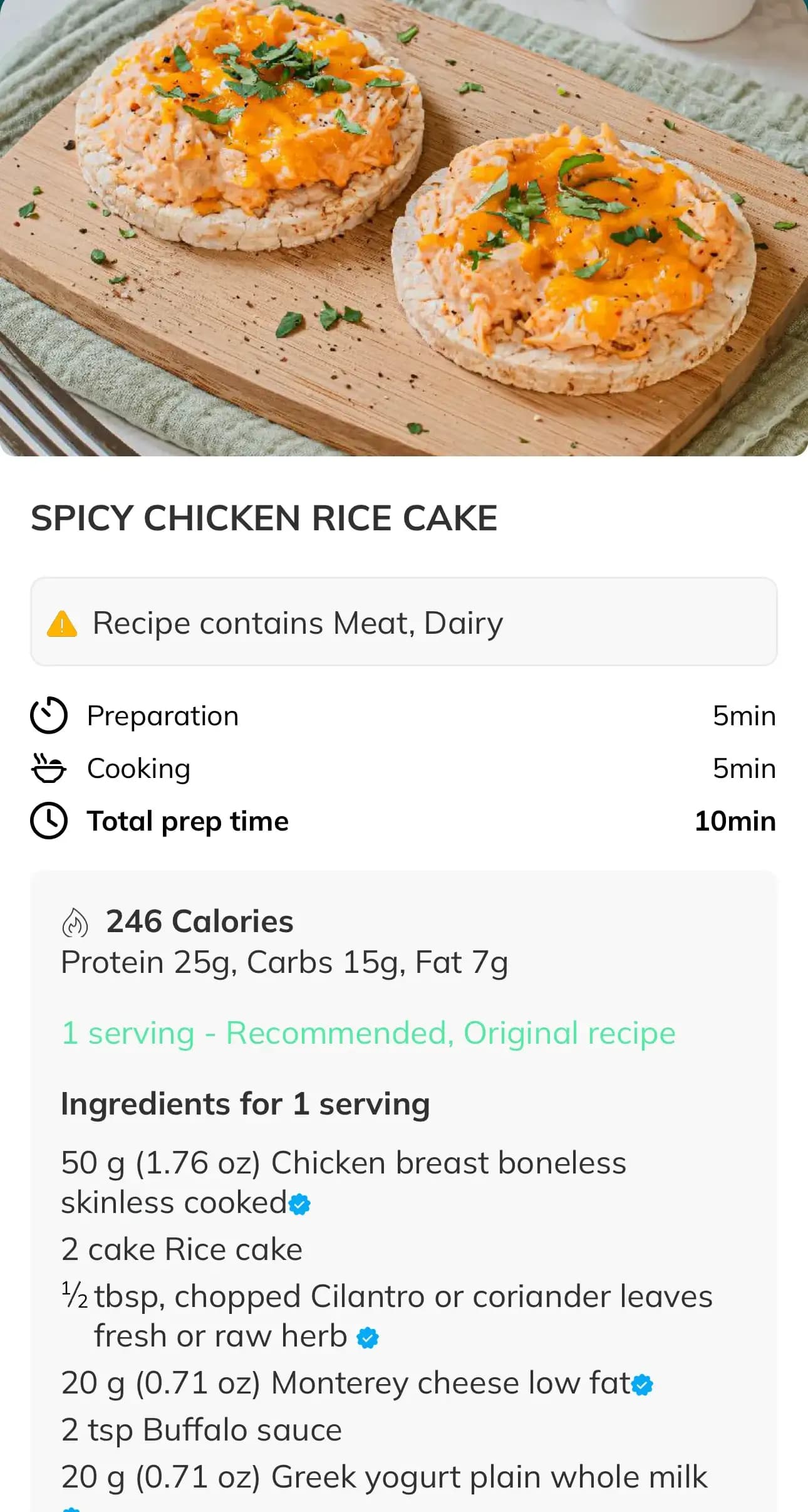 Mobile app screen showing personalized meal plan with calorie and macro tracking for nutrition guidance